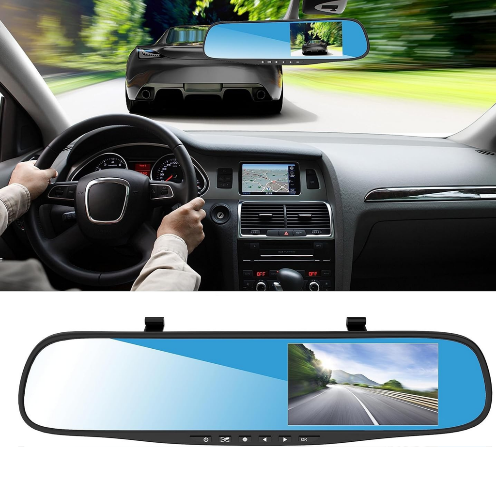 Espejo Retrovisor Sate A-DVR054 con Cámara Frontal y Trasera Full HD 1080P