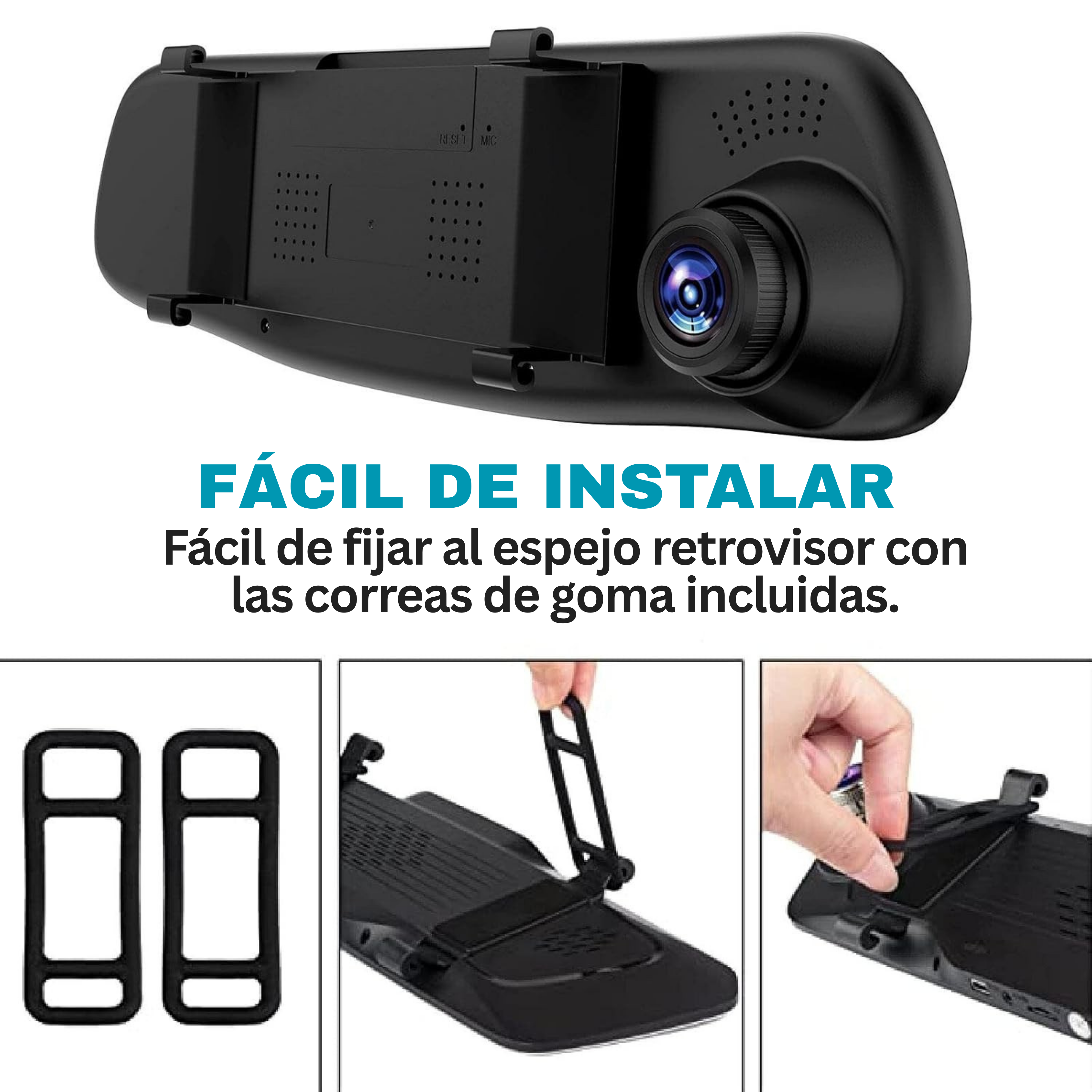 Espejo Retrovisor Sate A-DVR054 con Cámara Frontal y Trasera Full HD 1080P
