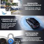 Espejo Retrovisor Sate A-DVR054 con Cámara Frontal y Trasera Full HD 1080P