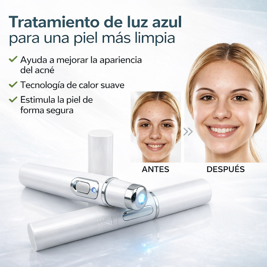 Lápiz antiacné con luz azul para tratar imperfecciones de forma precisa