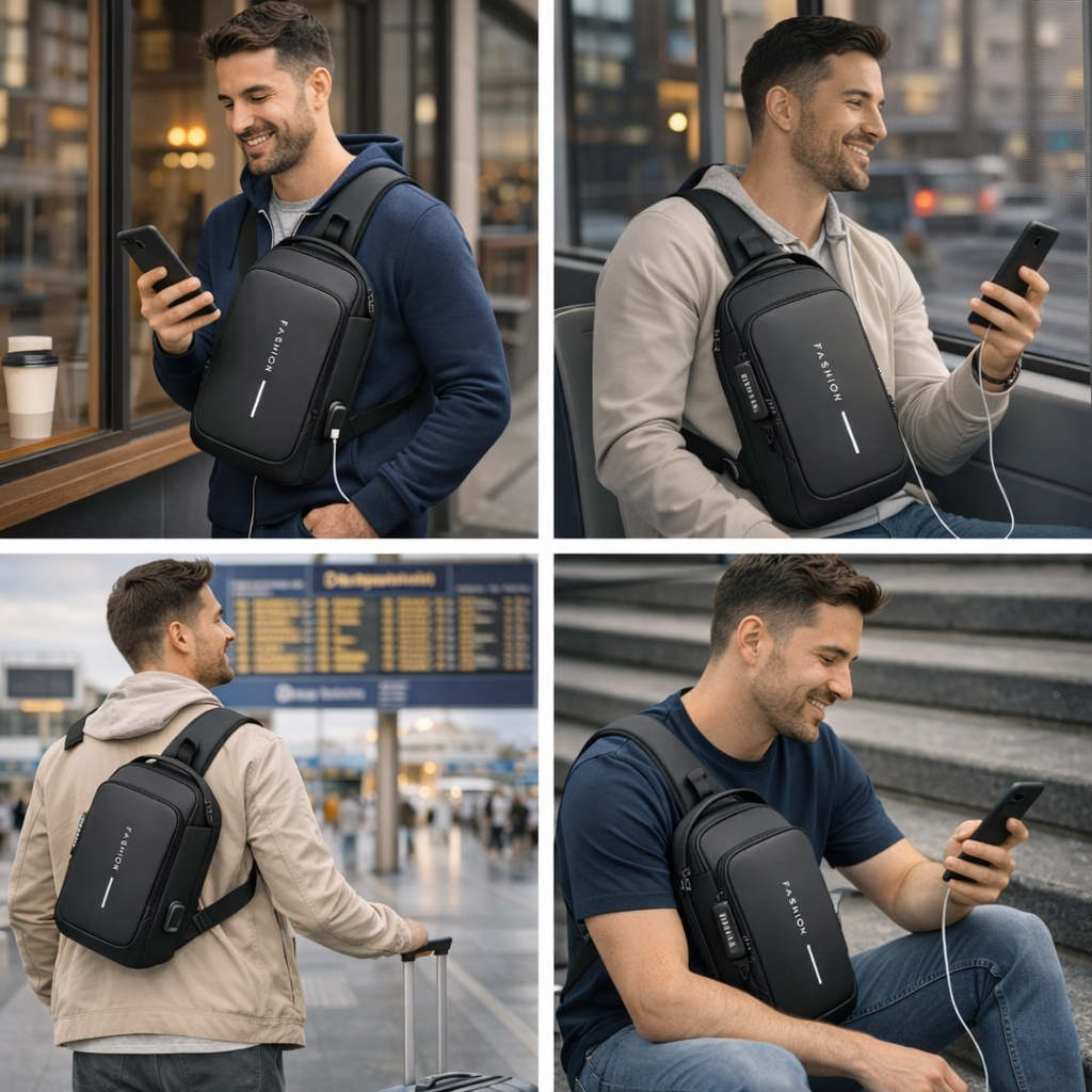 Bandolera Antirrobo con Puerto USB